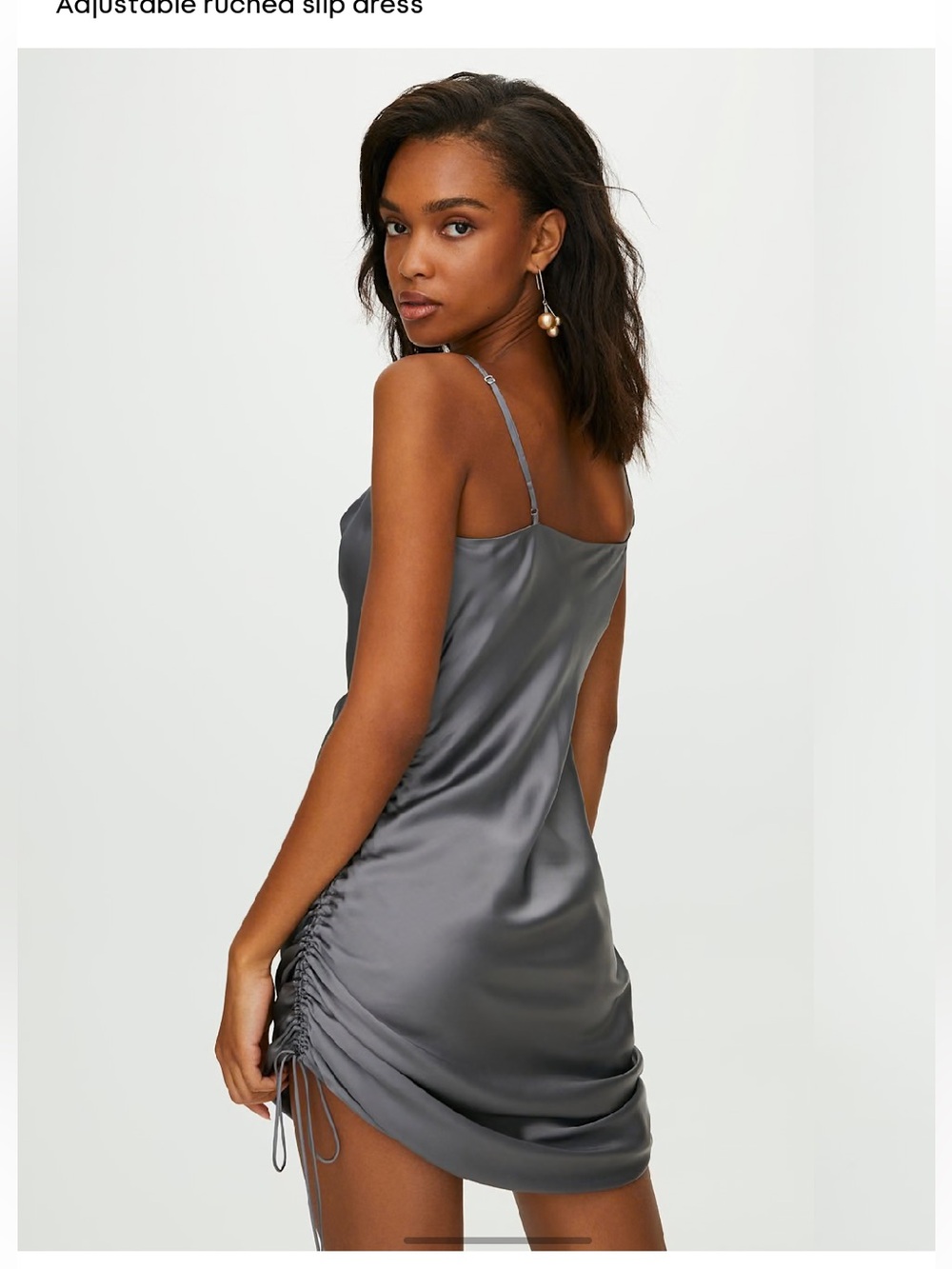 Aritzia Wilfred Only Ruched Satin dress in BLUE